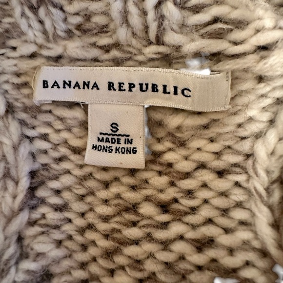 Banana Republic 100% Wool Cable Knit Toggle Cardigan Women's Size Small Beige - Picture 7 of 9